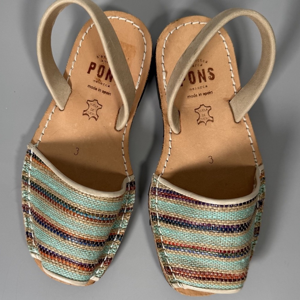 Pons Women's Avarca Leather Colorful Sandals Ankle Strap Size 34 US 3 - Picture 3 of 13